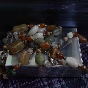 Mixed Stone and Brass Beaded Necklace